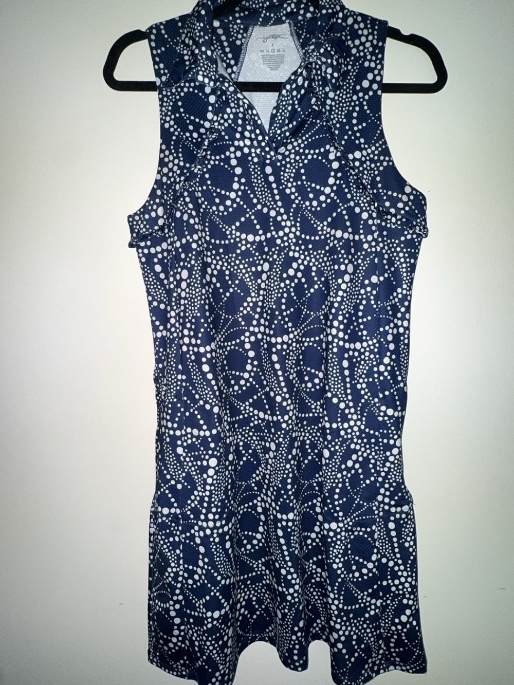 Women’s Navy Blue and White Abstract Polka Dot Golf Tennis Dress